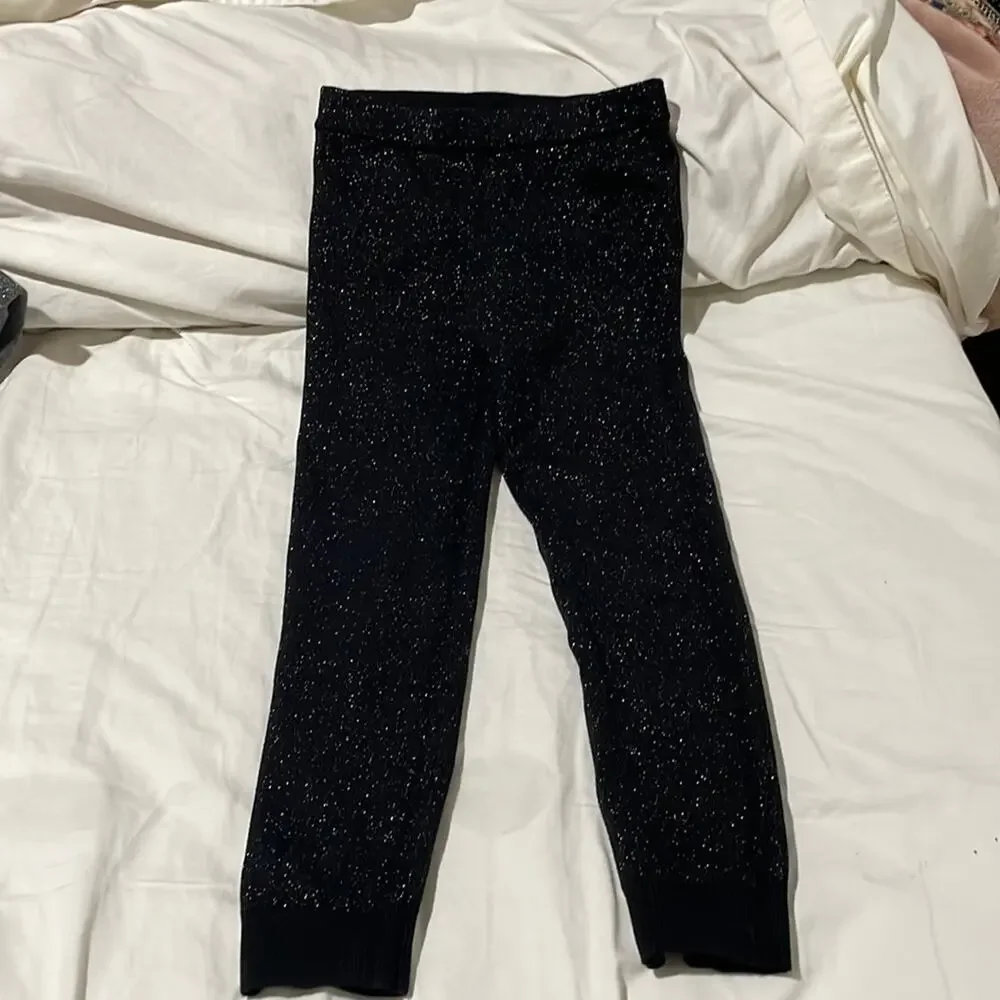 Gap 5 black shimmer sweater elastic waste pull on leggings euc worn once